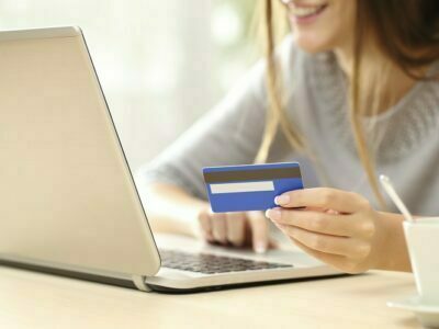 Woman buying online with credit card